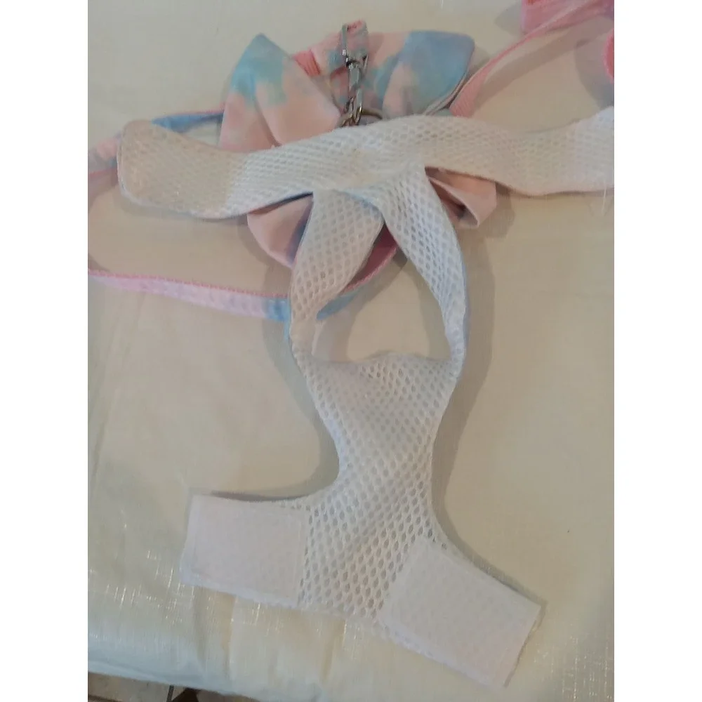 Dog/ Cat Dress with Bow & Leash Set ,Tie Dye Light Pink (XS( D4